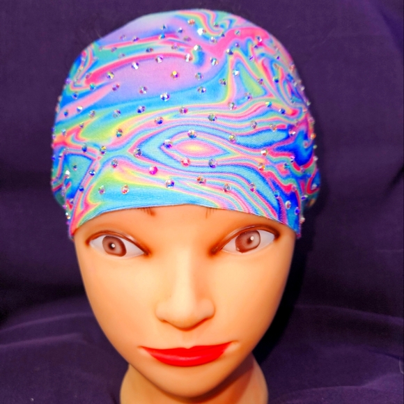 HANDMADE RHINESTONE DESIGNER BANDANA HEADBAND - Picture 2 of 5